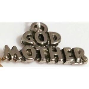 Silvertone Godmother Pendant Charm New Old Stock Vintage Mothers Day Christening